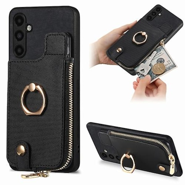 For Samsung Galaxy A82 5g Cross Leather Ring Vertical Zipper Wallet Back Mobile Phone Case