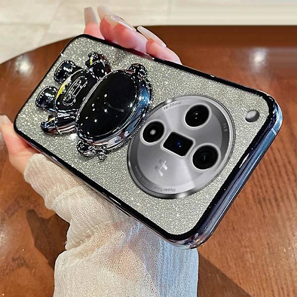 Oppo Find X7 Pro -puhelimen naarmuuntumaton suojakuori, astronauttijalusta, PC+TPU-kotelo, galvanoiva muotoilu Black
