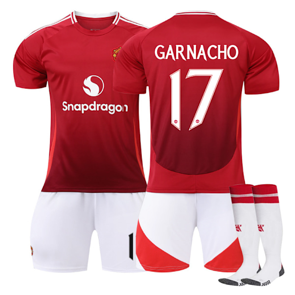 Manchester United Hjemmefodboldtrøje Børn 2024-2025 Sæt Nr. 17 Garnacho XXXL