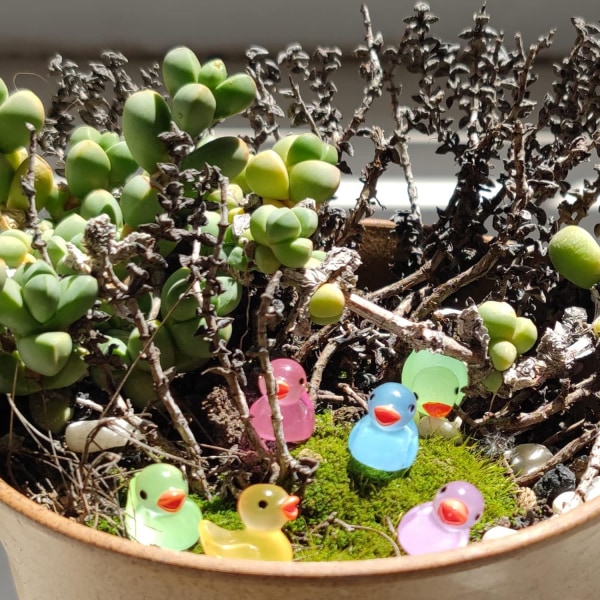 100 stk. mini gummiandelys i harpiks - lysende ænder Luminous light purple