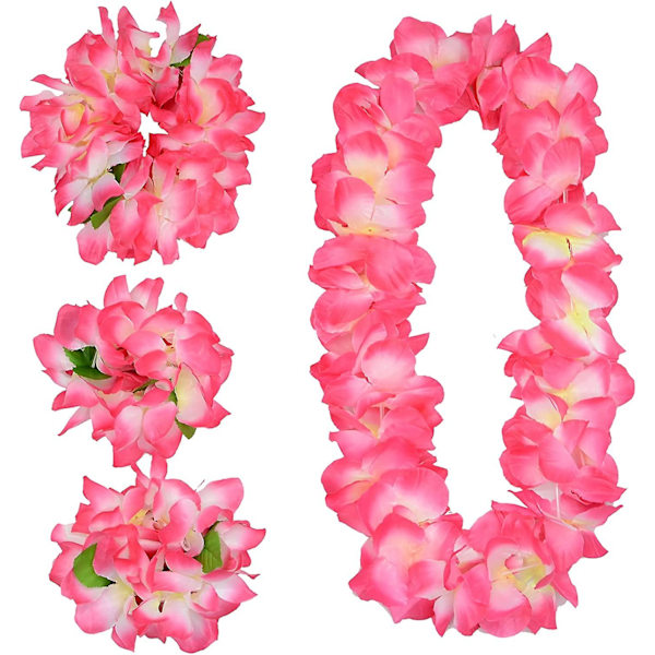 4 stk. Pink Hawaiian Leis til Gradueringsfest, Dansefest, Fotorekvisit i Udendørs (pink)