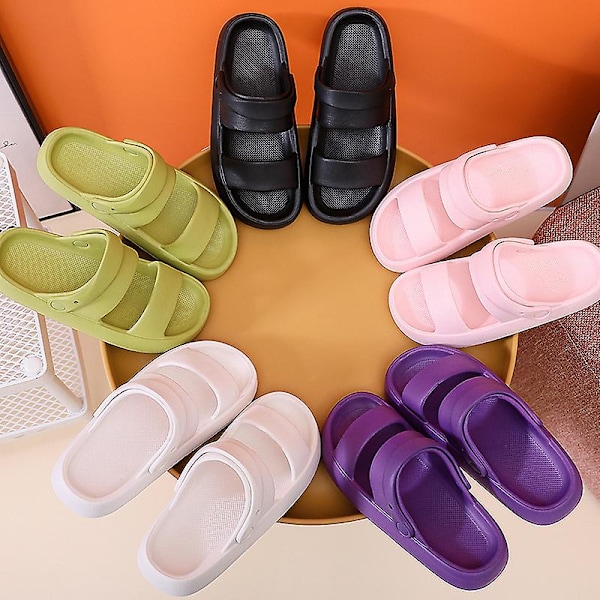 4CM Tykke Sålede Sommer Sandaler Sliders Til Kvinder Bløde EVA Strand Anti-Slip Sandaler Purple 38 39