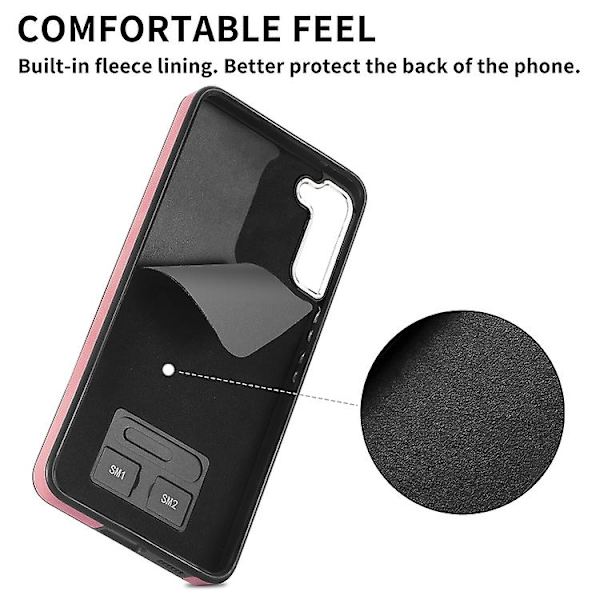 For Samsung Galaxy S23 Ultra 5g Galvanisering Hudfølelse Lær Ring Kortlomme Mobiltelefon Deksel Pink
