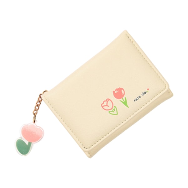 Flickor Kort Plånbok Liten Handväska Utmärkt Pu Material Söt Design För Kvinna Dating Shopping Semester Beige