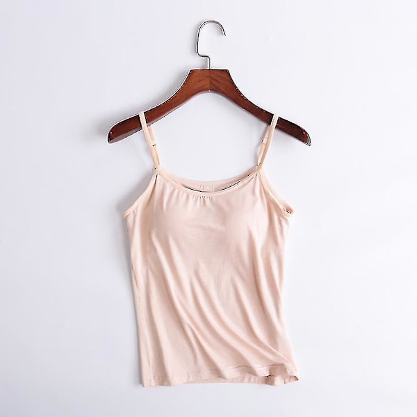 Kvinnors linne med inbyggd bh, nackväst, vadderad, slim fit, tank top -- L Milky White