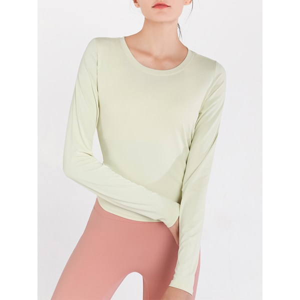 Women's Yoga Long Sleeve Top Workout Quick Dry green,M