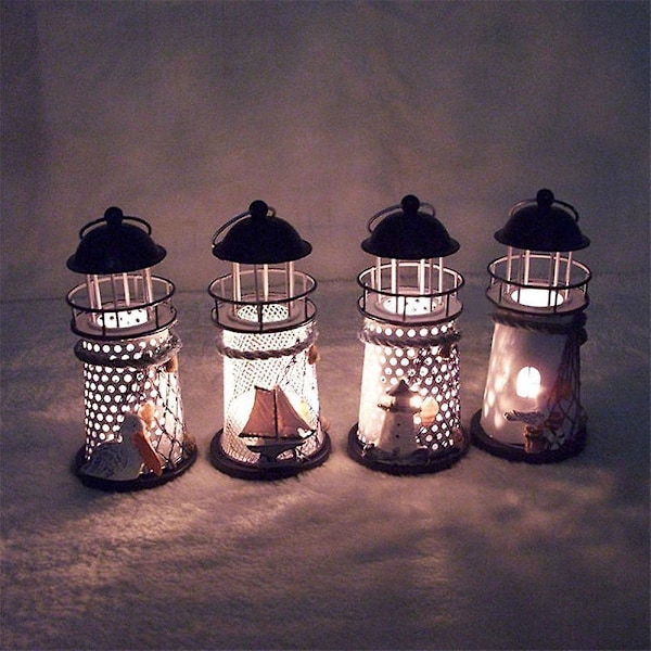 14cm Lighthouse Iron Candle Holder Nautical Beach Anchor Decoration Wedding