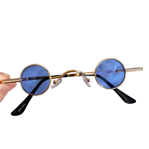 Vintage runda glasögon i metall med ultralätt och bekväm användning, solglasögon för utklädningsfester Gold Frame Transparent Blue