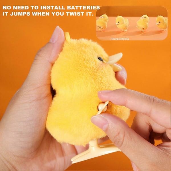 1/3 st Uppdragbar Plysch Kyckling Grodleksak Inget Batteri Krävs Urverksfjäder Hoppande Kycklingdocka Leksak Yellow 1pc