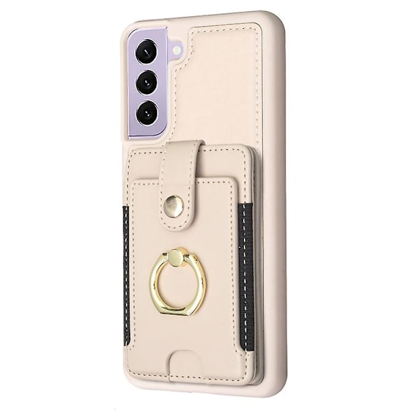 For Samsung Galaxy S22+ 5g Bf27 Metallring Kortveskeholder Mobiltelefondeksel Beige