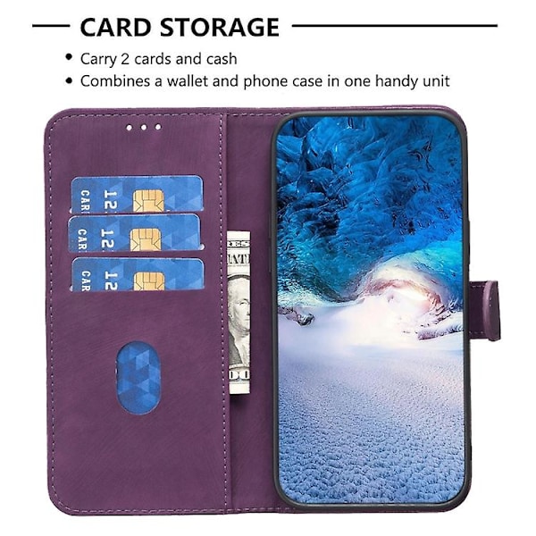 Samsung Galaxy S24+ 5g -puhelimen ruudullinen nahkainen suojakotelo Purple