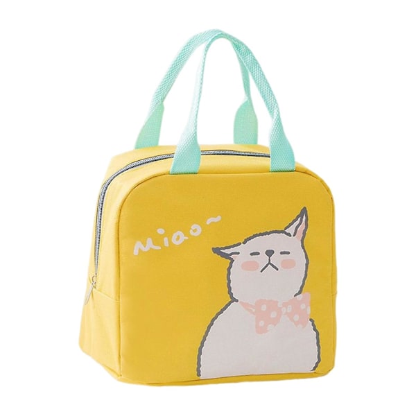 Insulated Lunch Bag Zipper Closure Oxford Cloth Large Capacity Cartoon Picnic Tote Household Supply