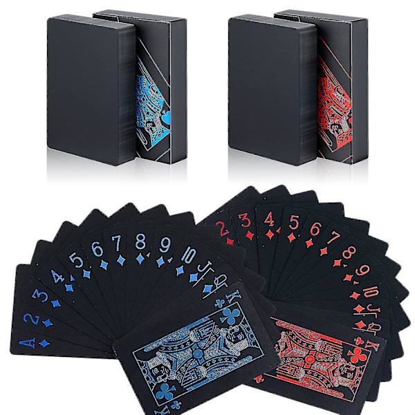 PVC-pokeri vedenkestävät muoviset pelipakan kortit mustana - Pokerikortit klassiseen juhlaan/matkalle - Tempputyökalut pokeripeleihin - Punainen ja sininen Red