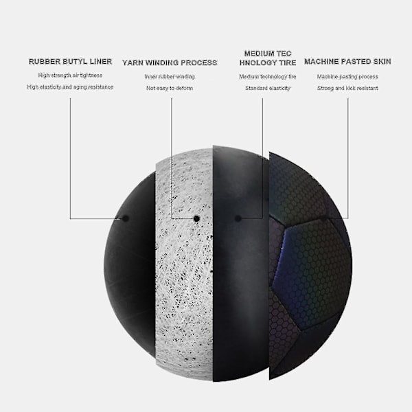 Hohtava jalkapallo koko 4 & 5, valaiseva pallo yöpeleihin ja harjoitteluun Multicolor Black 4