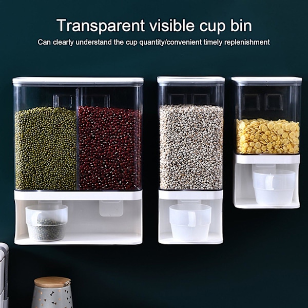 1L/1,5L/3L Spannmålsförvaringslåda Väggmonterad Synlig Multifunktionell Spannmålsdispenser Matförvaringslåda L