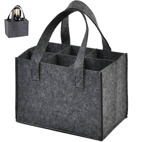 Flaskepose med 6 rum, flaskeholder flaskepose filt flaskepose herrehåndtaske flaskepose filtpose vinflaskepose -GSL