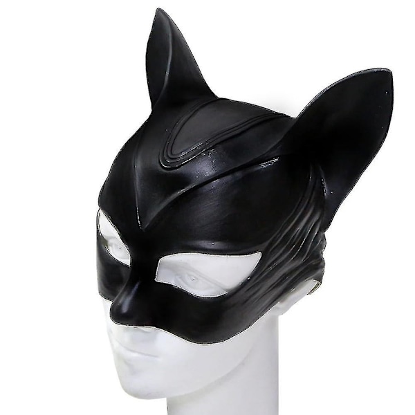 Kvinne Sexy Cat Selina Kyle Maske Bruce Wayne Cosplay Kostyme Latex Hjelm Fancy Voksen Halloween