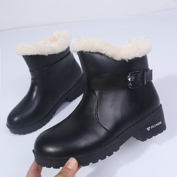 Women's Ankle Boots Fur Lining Short Boots Casual Shoes Black,44