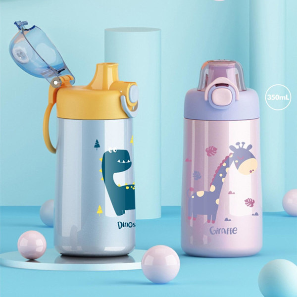 350 ml:n lasten vesipullo, sarjakuvakuvioinen termosmuki, eristetty, vuototiivis vesimuki kouluun ja kotiin
