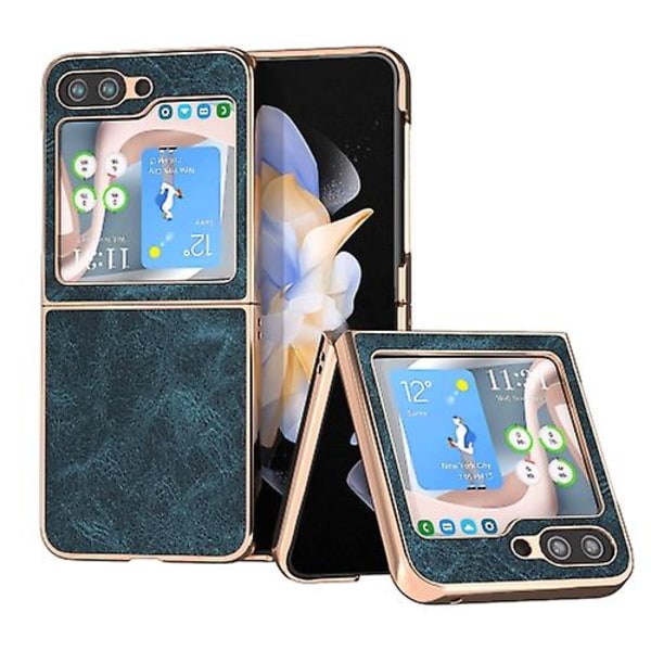 Til Samsung Galaxy Z Flip5 Nano Plating Dream Litchi Texture Pu Mobiltelefon Etui Blue