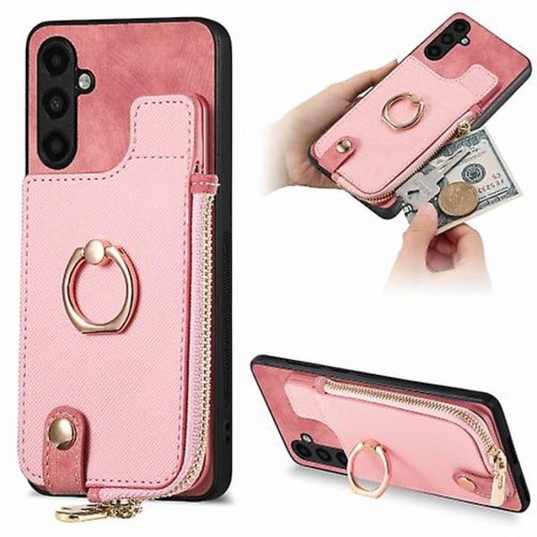 For Samsung Galaxy A82 5g Cross Leather Ring Vertical Zipper Wallet Back Mobile Phone Case