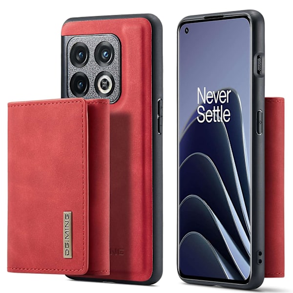 Dg.ming M1-serie til Oneplus 10 Pro 5g Magnetisk adsorption 2-i-1 pung Pc+tpu+pu læder telefon drop-proof etui med kickstand Red