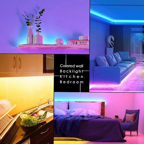 LTTENY 5m LED-lysstripe, fjernkontroll RGB lysstripe