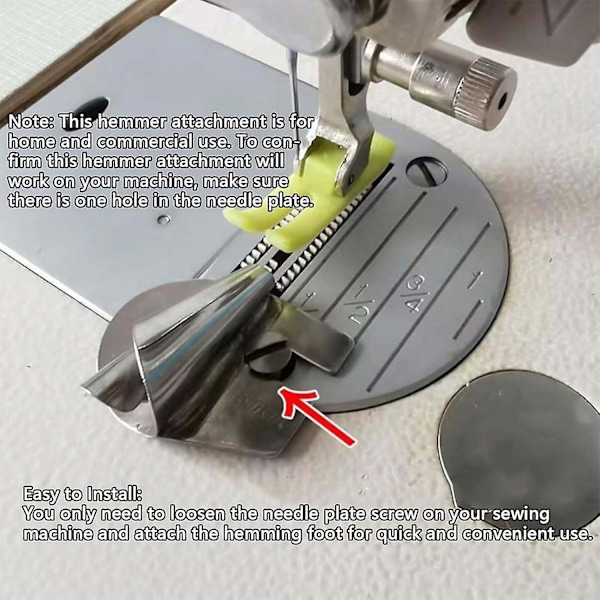 Universal syrullefotssett for rullefals, 3-10 mm bredt smalt rullefals trykkfot hemmerfot hav 4pcs -3-4-5-6mm