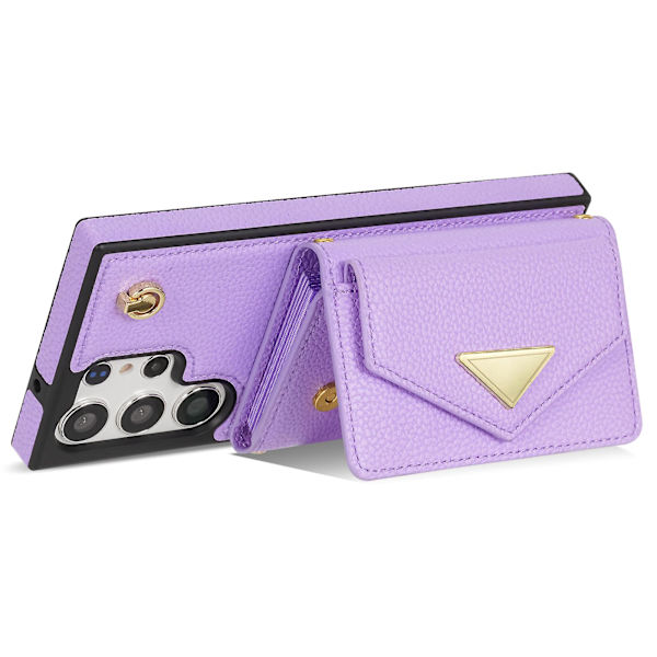 Til Samsung Galaxy S24 Ultra Etui Organ Kort Taske Læder+tpu Cover Med Skulderrem Purple
