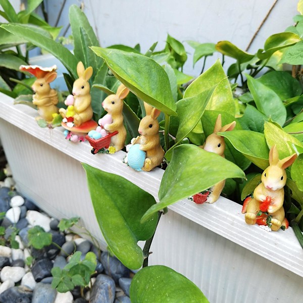 6 kpl Miniatyyrikaniinifiguureja Hartsi Pupu Malli Koristeet