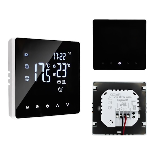 Wifi Smart Termostat Temperaturkontroll for Elektrisk Oppvarming LCD-skjerm Berøringsskjerm Uke Programmerbar App-kontroll Gulvvarme Termostat WIFI electric heating White