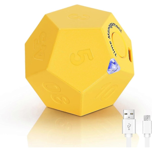 Cube Timer, Time Management Dodekaeder Timer, Timer til Børn, Køkken Timer til Madlavning, Produktivitets Pomodoro Timer Yellow