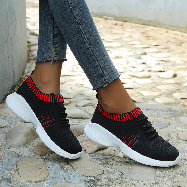 Women's Casual Running Socks Sneakers Walking Shoes Laces Black,42