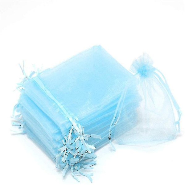 100 kpl nippu suojapussi 30x20cm/15x20cm/10x15cm Rypäle Hedelmä Organza Pussi Kiristysnarulla Antaa Täydellisen Suojan light blue 15x20cm