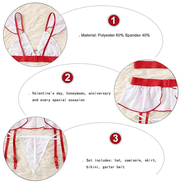 Sexig Sjuksköterska Uniform Nattklubb Party Cosplay Bröllopsresa Kostym Pyjamas L color