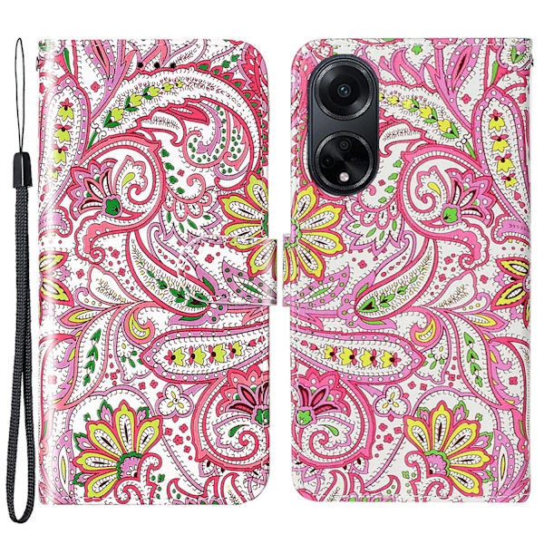 För Oppo A98 5g Fodral Pu Läder+tpu Plånbok Mönster Tryckt Mobiltelefon Skal Flower