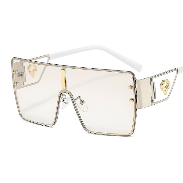 Aurinkolasit suuret kehykset yhden kappaleen metalliset aurinkolasit lehmäpää koristeelliset retro trendikkäät miesten ja naisten värilliset aurinkolasit C8 silver frame