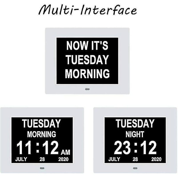 Digital Kalenderur Stor Dagsur Dato Tid og Ugedag Demens Ure til Visuelle