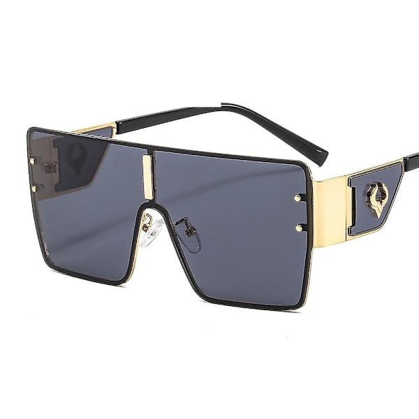 Aurinkolasit suuret kehykset yhden kappaleen metalliset aurinkolasit lehmäpää koristeelliset retro trendikkäät miesten ja naisten värilliset aurinkolasit C8 silver frame