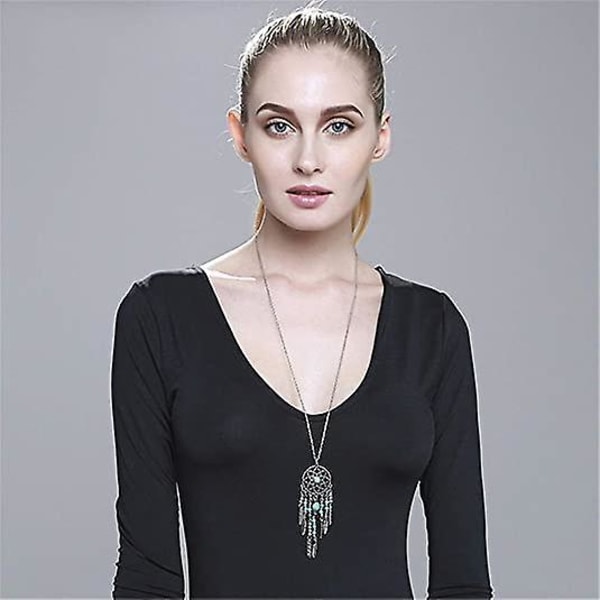 Drömfångare Hänge Mandala Lotus Halsband Yoga Fjäder Sten Hänge Smycken Drömfångare Halsband Bekvämt Och Miljövänligt