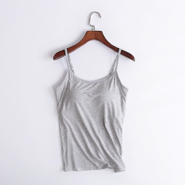 Kvinners Camisole Topper Med Innebygd BH Hals Vest Polstret Slim Fit Tank Topper -- M Wine Red