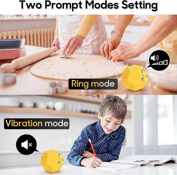 Cube Timer, Time Management Dodekaeder Timer, Timer for Barn, Kjøkkentimer for Matlaging, Produktivitet Pomodoro Timer Yellow