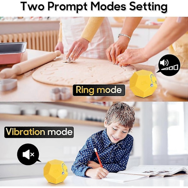 Cube Timer, Time Management Dodekaeder Timer, Timer til Børn, Køkken Timer til Madlavning, Produktivitets Pomodoro Timer Yellow