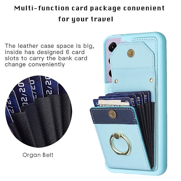 Samsung Galaxy S22+ 5g Bf29 Organ Card Bag Ring Holder -matkapuhelinkotelo Blue
