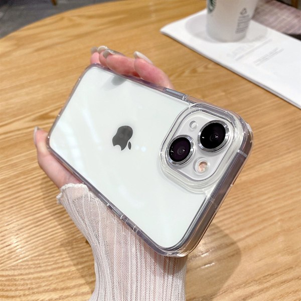 Iphone 14 -kotelo läpinäkyvä Tpu+pc putoamisenesto puhelimen suojus linssitarralla White