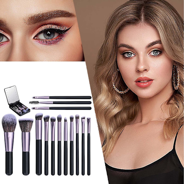 Makeup penselsæt genopladeligt lysende spejl bærbar makeup pensel GAO242155 Purple