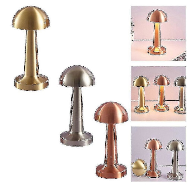 Laddbar LED-bordlampa med beröringskänslig sensor, skrivbordslampa, sovrum, restaurang, bar, inredning Sliver Mushroom