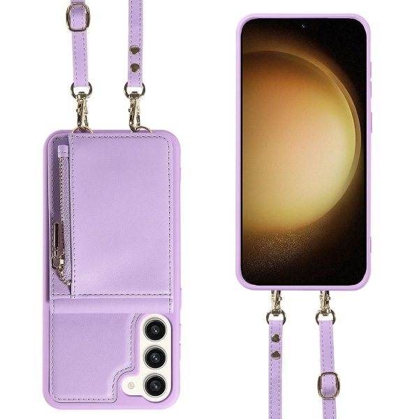 Samsung Galaxy S24-fodral i PU+TPU med RFID-blockerande telefonskal med plånbok och stativ Purple