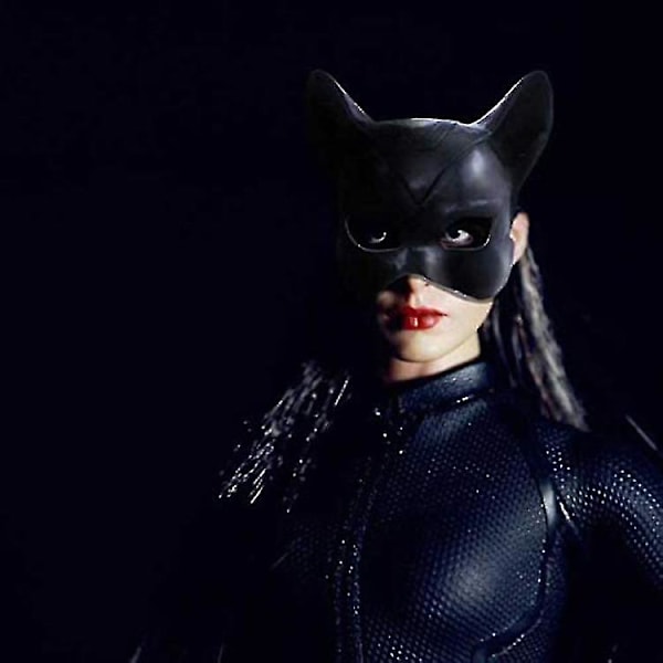 Halloween festklänning Svart halv ansikte Sexig Catwoman huvud