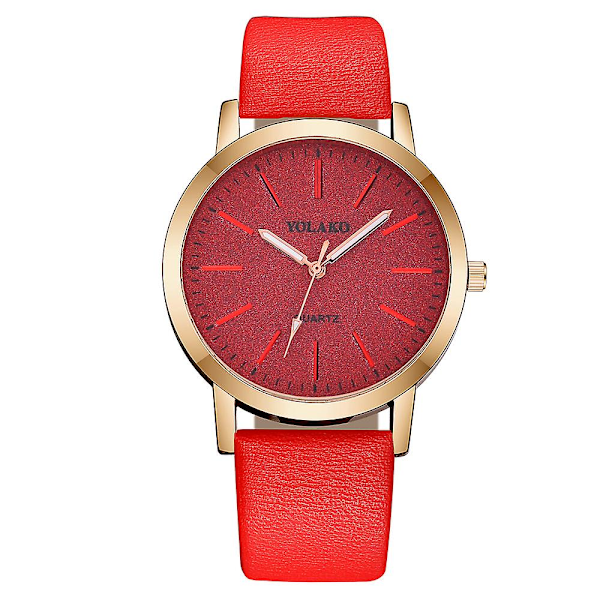Klockor för kvinnor, lyxigt mode, damklocka, läderklocka, kvinnliga kvartsklockor, Montre Femme Red 1